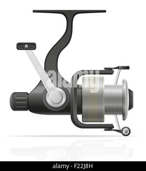Spinning reel pour la pêche vector illustration isolé sur fond blanc Illustration de Vecteur