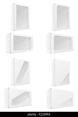 Papier d'emballage en carton blanc set icons vector illustration isolé sur fond Illustration de Vecteur