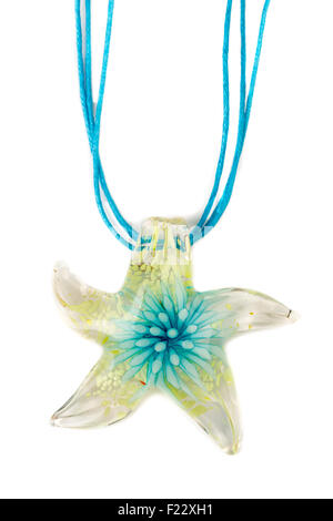 Pendentif en verre de Murano de star. Isoler sur blanc. Banque D'Images