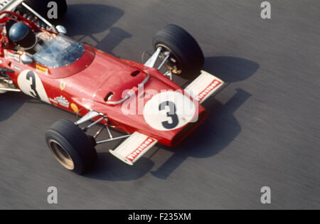 Jacky Ickx dans sa Ferrari 312B overhead shot Banque D'Images