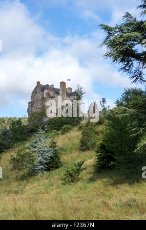 Neidpath Castle sur les rives de la rivière Tweed, Peebles, Peeblesshire, Scottish Borders, Scotland, Royaume-Uni Banque D'Images