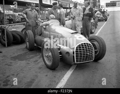 Dans une Ferrari 125 Ascari et Villoresi à la British GP à Silverstone 1949 Banque D'Images