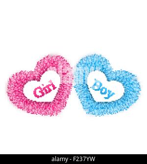 Douche de bébé rose et bleu, révèlent la douche de bébé genre Illustration de Vecteur