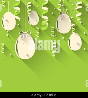 Arrière-plan de Pâques avec des oeufs et de la serpentine, le quartier branché de style plat Illustration de Vecteur