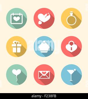 Télévision à la mode des icônes pour la Saint Valentin, style avec de longues ombres Illustration de Vecteur