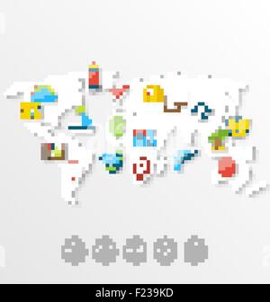 Site de World Travel Concept, télévision couleur simple Icons Illustration de Vecteur