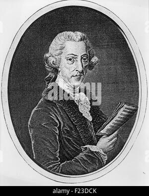 THOMAS ARNE (1710-1778) compositeur anglais dans une gravure 1778 Banque D'Images