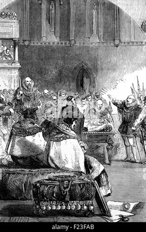 Le procès de Thomas Howard, 4e duc de Norfolk (1536 - 1572) un noble anglais, emprisonné par la reine Elizabeth en 1569 pour comploter d'épouser Marie, Reine d'Écosse. Banque D'Images
