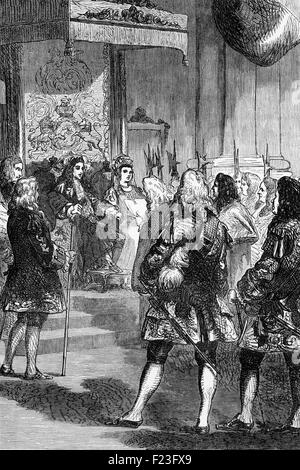 Le règne conjoint de William et Mary en tant que co-regnants sont entrées en vigueur en février 1689 lorsqu'ils ont réussi Jacques II. Leur couronnement a eu lieu le 11 avril 1689 à l'abbaye de Westminster. Banque D'Images