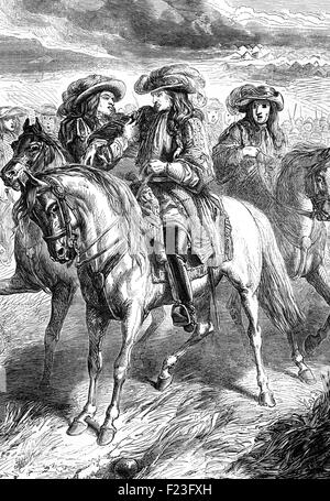 William III avait échappé lorsqu'il a été blessé à l'épaule par l'artillerie Jacobite lors d'une prospection dans les gués sur laquelle ses troupes devait traverser la rivière Boyne au cours de la bataille de la Boyne, qui a eu lieu le 11 juillet 1690. Banque D'Images