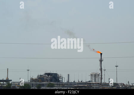 Système de torche sur un champ de pétrole, Banque D'Images