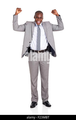 Heureux African American businessman celebrating success Banque D'Images