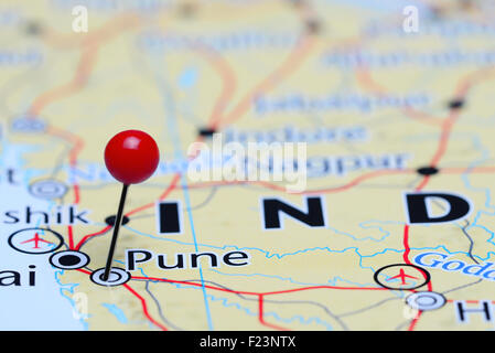 Pune sur une carte de l'Asie Banque D'Images