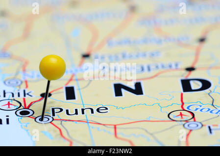 Pune sur une carte de l'Asie Banque D'Images