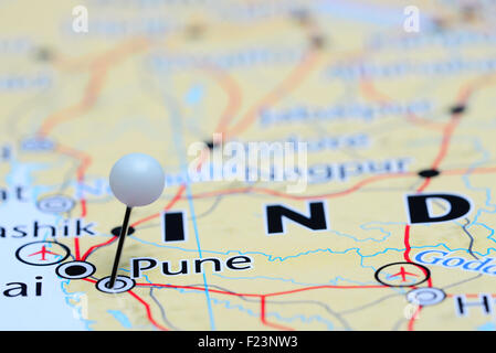 Pune sur une carte de l'Asie Banque D'Images