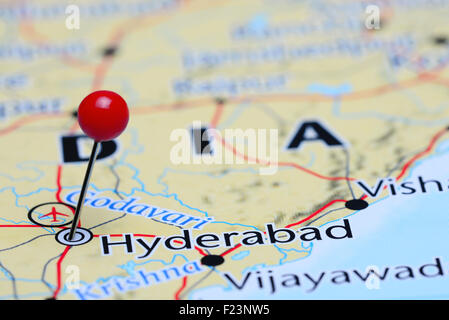 Hyderabad sur une carte de l'Asie Banque D'Images