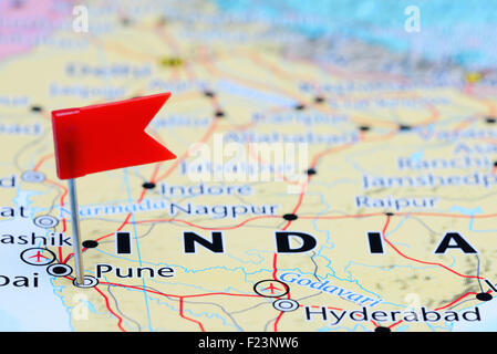 Pune sur une carte de l'Asie Banque D'Images