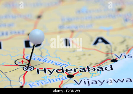 Hyderabad sur une carte de l'Asie Banque D'Images