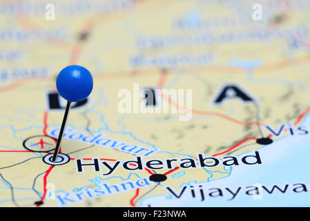 Hyderabad sur une carte de l'Asie Banque D'Images