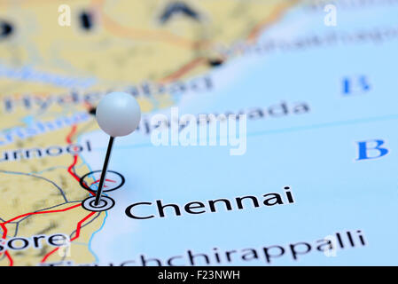 Chennai épinglée sur une carte de l'Asie Banque D'Images