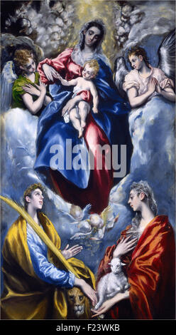 El Greco - Vierge à l'enfant avec Saint Martina et Sainte Agnès Banque D'Images