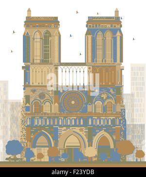 La Cathédrale Notre Dame - Paris. Vector illustration Illustration de Vecteur