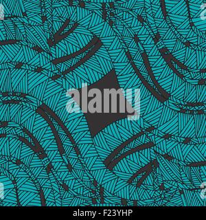 Fond sombre avec blue hand drawn doodle vagues. Vector illustration Illustration de Vecteur