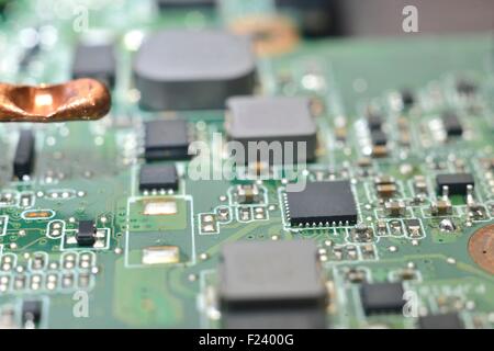 Anatomie de l'équipement informatique (microcircuit vert) Banque D'Images