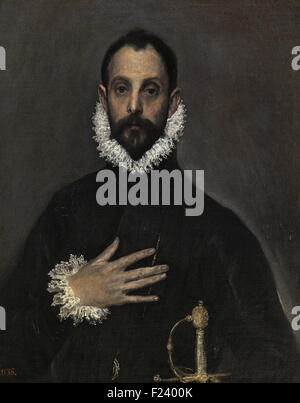 El Greco - Le Noble avec sa main sur sa poitrine Banque D'Images