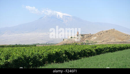 Vue sur le monastère de Khor Virap et Le Mont Ararat Arménie Banque D'Images