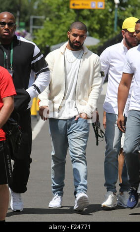 Tennis de Wimbledon 2015 - Celebrity Sightings comprenant : Drake Où : Londres, Royaume-Uni : 11 Juil 2015 Quand Banque D'Images