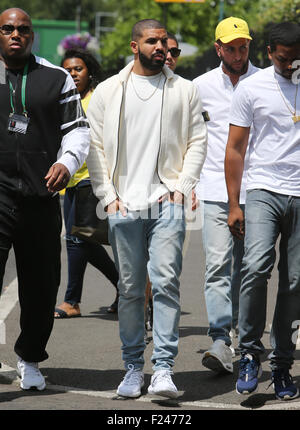 Tennis de Wimbledon 2015 - Celebrity Sightings comprenant : Drake Où : Londres, Royaume-Uni : 11 Juil 2015 Quand Banque D'Images