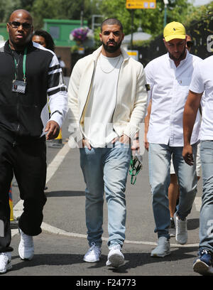 Tennis de Wimbledon 2015 - Celebrity Sightings comprenant : Drake Où : Londres, Royaume-Uni : 11 Juil 2015 Quand Banque D'Images