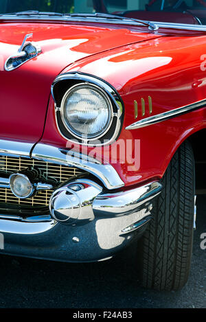 1957 Chevrolet Bel Air. Chevy. Voiture américaine classique. Brooklands, Weybridge, Surrey, Angleterre Banque D'Images