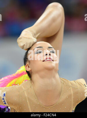 Stuttgart, Allemagne. Sep 11, 2015. Jana Berezko-Marggrander de l'Allemagne dans la compétition au Championnat du Monde de Gymnastique Rythmique 2015 à Stuttgart, Allemagne, 11 septembre 2015. Dpa : Crédit photo alliance/Alamy Live News Banque D'Images