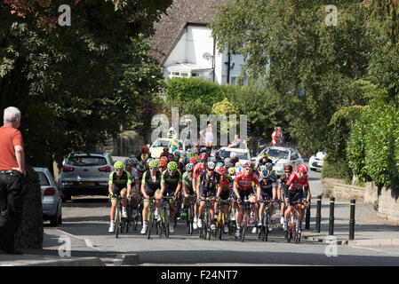 Lotto Soudal cavalier allemand André Greipel travaille dur jusqu'à la colline sur l'étape 6 du Tour de Grande-Bretagne 2015 Matlock Derbyshire UK Banque D'Images