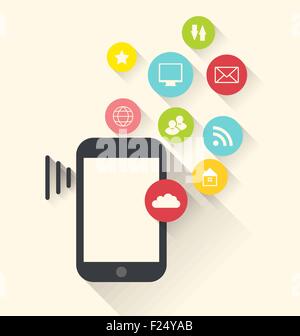 Votre smartphone avec les applications (App) icônes, une télévision moderne Illustration de Vecteur
