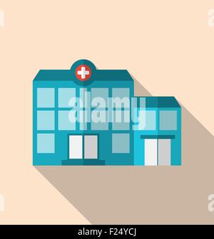 L'icône d'une télévision avec ombre portée de l'édifice de l'hôpital Illustration de Vecteur