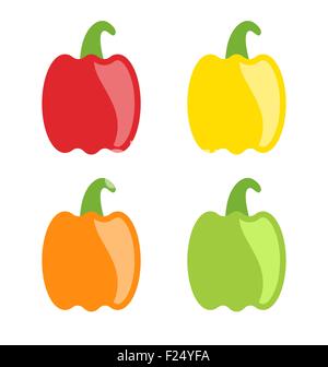 Mettre les poivrons colorés isolé Illustration de Vecteur