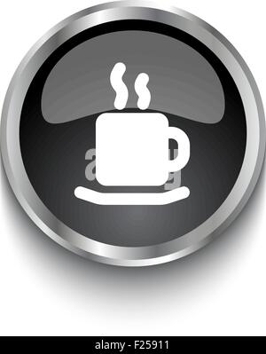 Symbole de Café Blanc sur noir bouton web Illustration de Vecteur