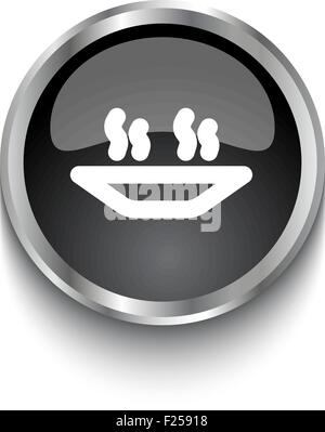 Repas chaud blanc sur noir symbole bouton web Illustration de Vecteur