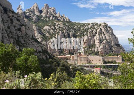 Espagne, Catalogne, province de Barcelone, Monistrol de Montserrat, Abbaye de Santa Maria de Montserrat Banque D'Images