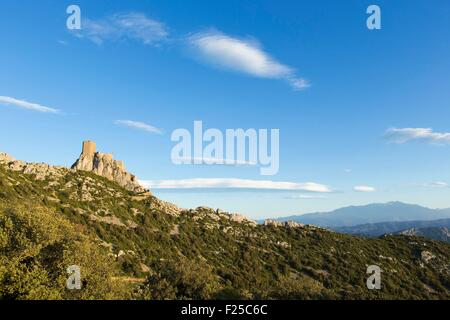 France, Aude, Cucugnan, château cathare de Quéribus Banque D'Images