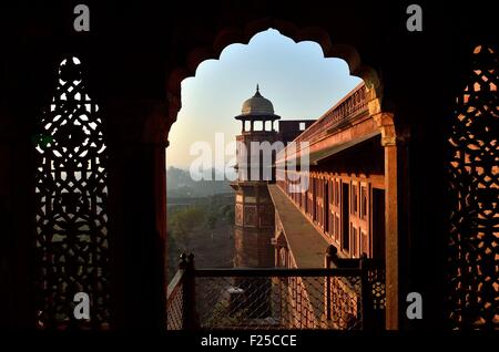L'Inde, l'état de l'Uttar Pradesh, le Fort d'Agra, Mughul architecture, construit en 1565 par l'empereur Akbar Banque D'Images