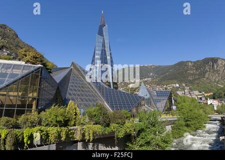 Andorre, Andorre-la-Vieille, capitale de l'état, Escaldes Engordany Andorre, Caldea et station de bien-être par l'architecte Jean-Michel Ruols Banque D'Images