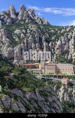 Espagne, Catalogne, province de Barcelone, Monistrol de Montserrat, Abbaye de Santa Maria de Montserrat Banque D'Images