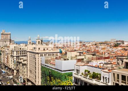 Espagne, Madrid, La Latina, vue générale de la Gran Via Banque D'Images