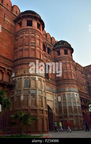 L'Inde, l'état de l'Uttar Pradesh, le Fort d'Agra, Mughul architecture, construit en 1565 par l'empereur Akbar Banque D'Images