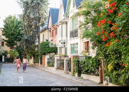 France, Paris, Montmartre, Villa Léandre Banque D'Images