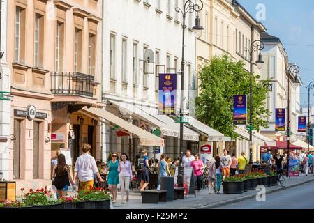 La Pologne, la Mazovie région, rue commerçante de Varsovie Krakowskie Przedmiescie Banque D'Images